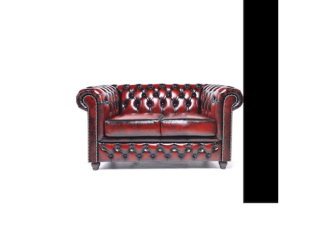 2-zits bank chesterfield, brighton, rood - afbeelding 1 van  4