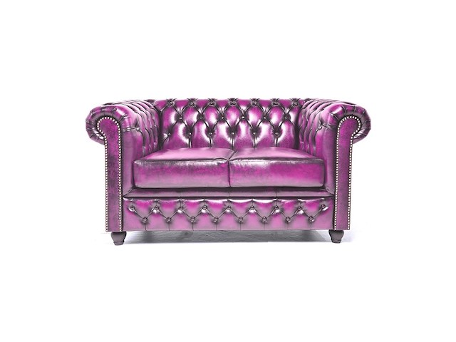 2-zits bank chesterfield, brighton, roze - afbeelding 1 van  5