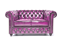 2-zits bank chesterfield, brighton, roze - afbeelding 1 van  5