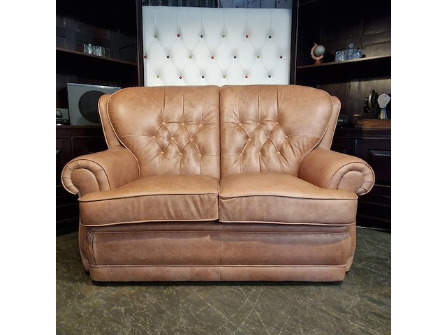 2-zits bank chesterfield, haeck, zalm - afbeelding 1 van  6