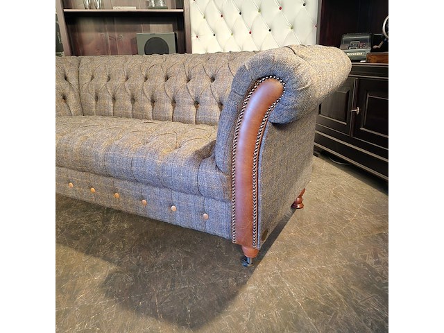 2-zits bank chesterfield, harris tweed, grijs - afbeelding 2 van  5