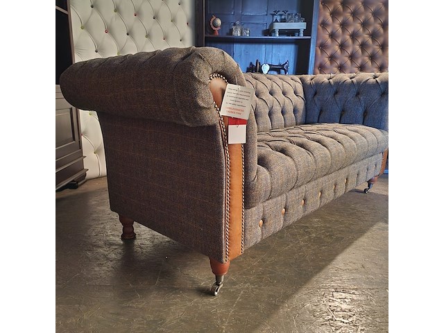 2-zits bank chesterfield, harris tweed, grijs - afbeelding 5 van  5