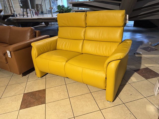 2-zits bank, geel leder, elektrisch verstelbaar - afbeelding 3 van  4