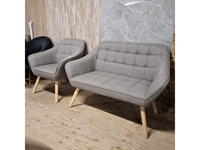 2-zits bank met stoel grijs - afbeelding 1 van  5