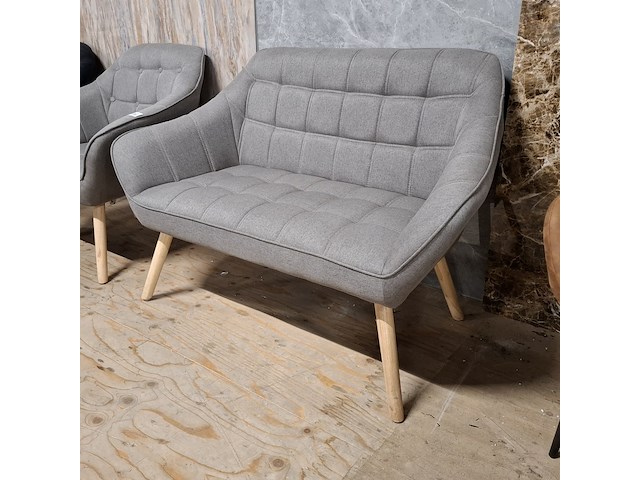 2-zits bank met stoel grijs - afbeelding 2 van  5