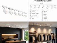 20 x 1-fase railverlichting set – 2 meter – wit – inclusief 6 x gu10 railspots - afbeelding 5 van  5