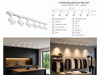 20 x 1-fase railverlichting set – 2 meter – wit – inclusief 6 x gu10 railspots - afbeelding 5 van  5