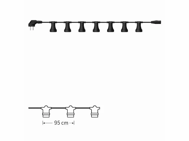 20 x 10 meter koppelbare prikkabel – e27 – ip44 – met stekker – zwart - afbeelding 9 van  10