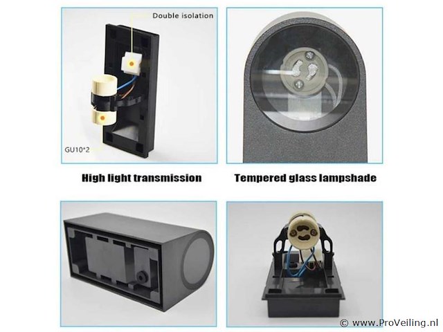 20 x buiten wandlamp – gu10 – dubbele lichtuitgang – ip65 – zwart - afbeelding 5 van  5