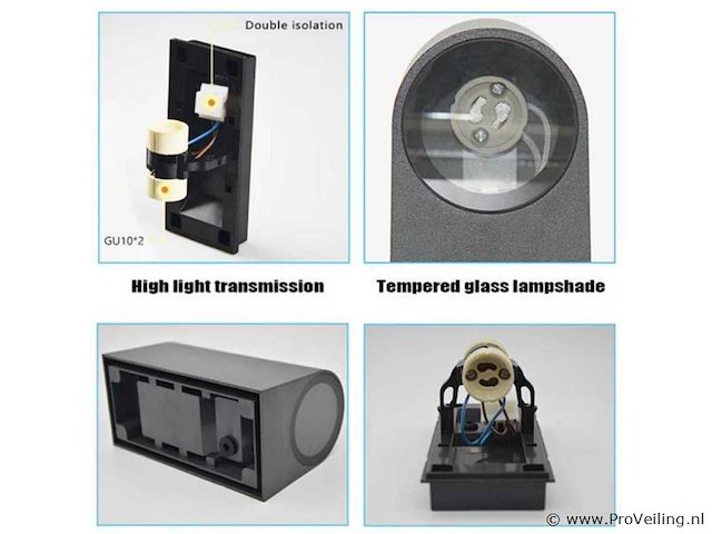20 x buiten wandlamp – gu10 – dubbele lichtuitgang – ip65 – zwart - afbeelding 5 van  5