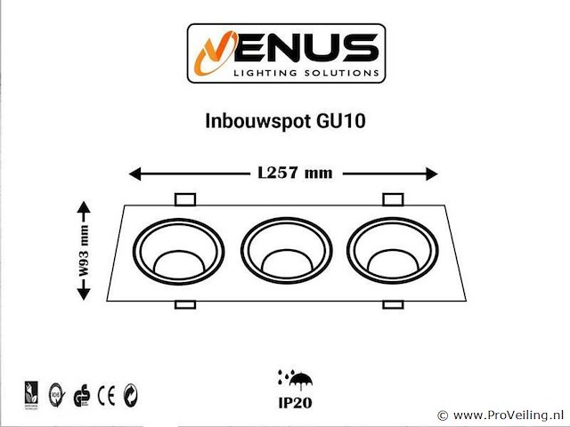 20 x downlight fitting – draaibaar – gu10 – wit/zwart – ip20 – ep-3 - afbeelding 4 van  5