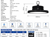 20 x led highbay ufo pro 100w – instelbaar 60% / 80% / 100% – 6500k – web-100 - afbeelding 5 van  6