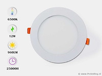 20 x led paneel – rond inbouw – 12w – 6500k koud wit – ip20 - afbeelding 1 van  4