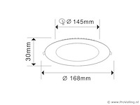 20 x led paneel – rond inbouw – 12w – 6500k koud wit – ip20 - afbeelding 3 van  4