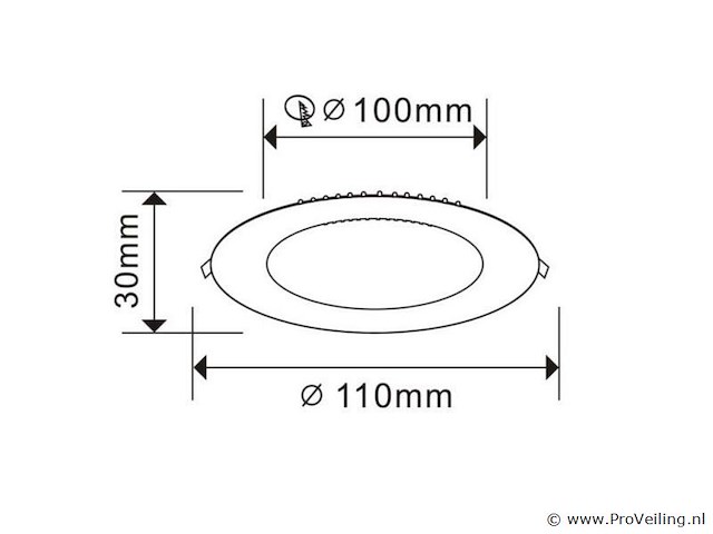 20 x led paneel – rond inbouw – 8w – 3000k warm wit – ip20 - afbeelding 3 van  4