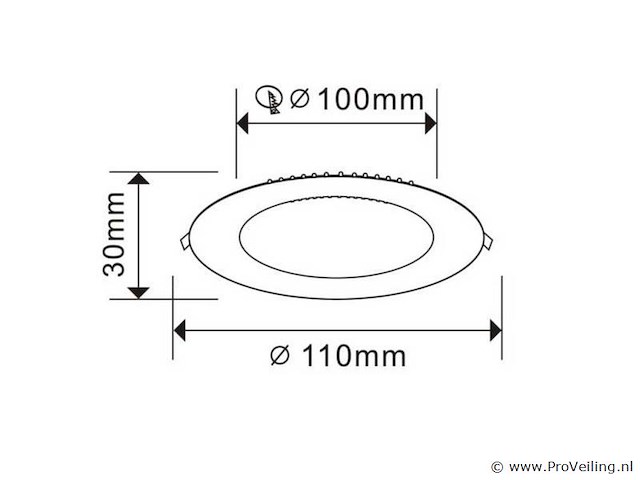 20 x led paneel – rond inbouw – 8w – 3000k warm wit – ip20 - afbeelding 3 van  4