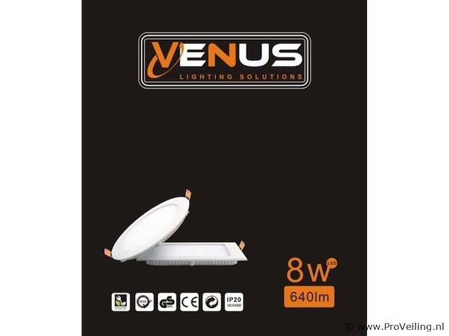 20 x led paneel – rond inbouw – 8w – 3000k warm wit – ip20 - afbeelding 4 van  4