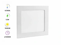20 x led paneel – vierkant inbouw – 12w – 6500k koud wit – ip20