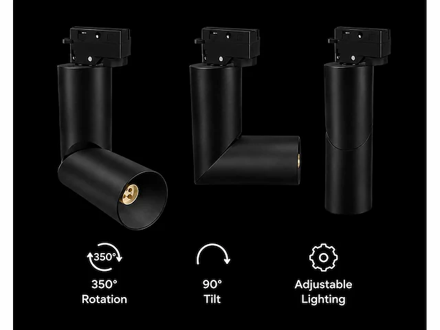 20 x rail spot armatuur – gu10 – zwart – ip20 – toronto - afbeelding 2 van  5