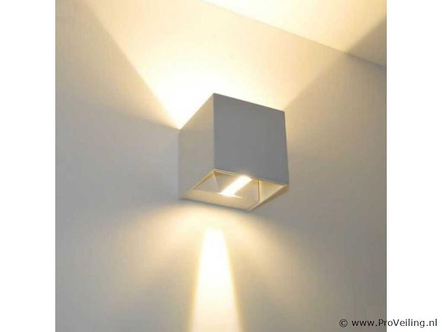 20 x wandlamp – tweerichtings led – kubus – 2 x 5w – wit - afbeelding 3 van  5
