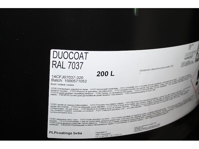200 liter vat / drum verf duocoat ral7037. tht 5-2027. let op: kavel is onderdeel van combinatiekavel u036. onderdeel van combinatiekavel combinatie van 3 drums verf duocoat en 2 drums primer fosfozink er ral7037. kavels u031 t/m u035 - afbeelding 3 van  3