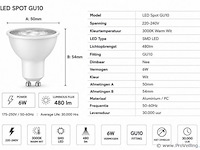 200 x led spot gu10 – 6w – 3000k warm wit – ip20 - afbeelding 3 van  4