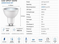 200 x led spot gu10 – 6w – 6400k koud wit – ip20 - afbeelding 3 van  4