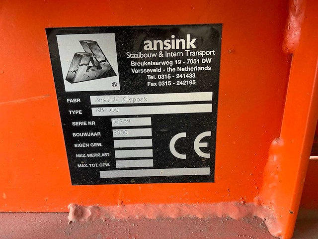 2000 ansink kb-500 heftruckkiepbak - afbeelding 7 van  8
