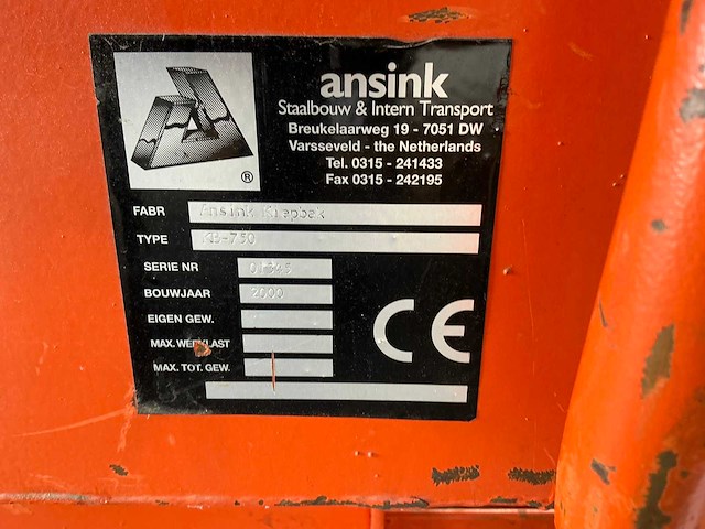 2000 ansink kb-750 heftruckkiepbak - afbeelding 4 van  4