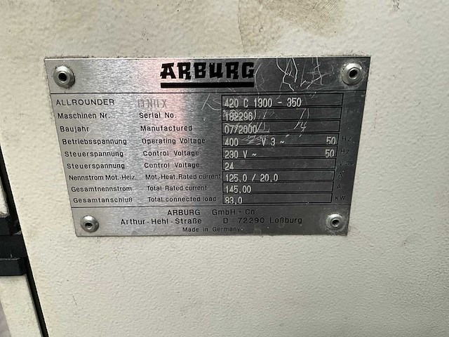 2000 arburg allrounder 420 c 1300-350 spuitgietmachine - afbeelding 19 van  27