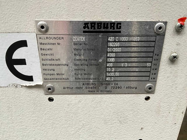 2000 arburg allrounder 420 c 1300-350 spuitgietmachine - afbeelding 20 van  27