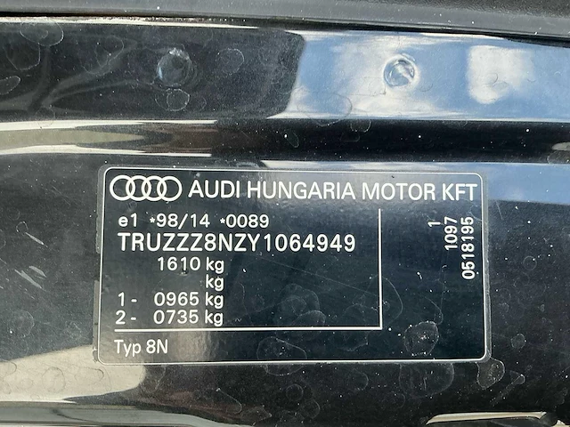 2000 audi tt roadster 1.8 5v turbo personenauto - afbeelding 40 van  40