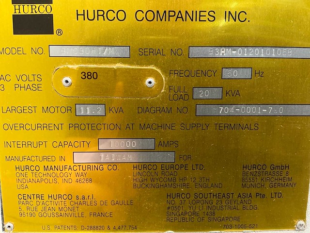 2000 baz hurco bmc30ht/m verticale machinecentra - afbeelding 7 van  7