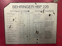 2000 behringer hbp 220 metaal horizontale bandzaagmachine - afbeelding 11 van  11