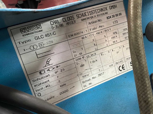 2000 cloos glc 451-c mig lasapparaat - afbeelding 5 van  13