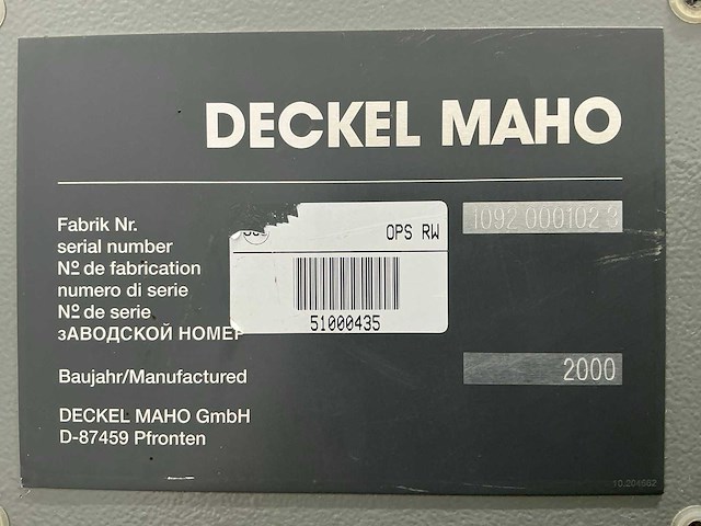 2000 deckel maho dmu80t - cnc universele bewerkingscentra - afbeelding 3 van  16