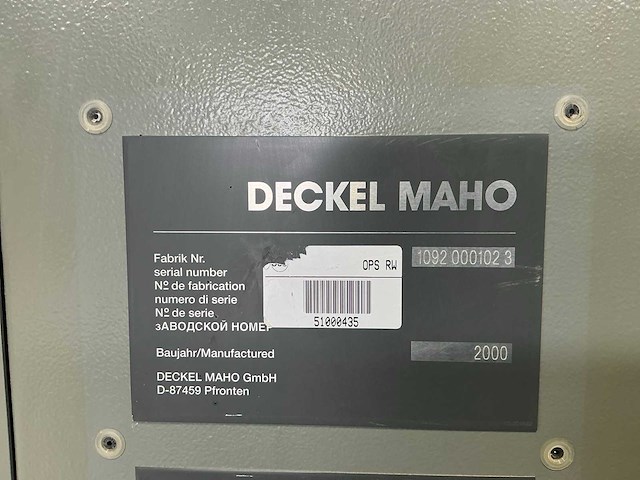 2000 deckel maho dmu80t - cnc universele bewerkingscentra - afbeelding 16 van  16