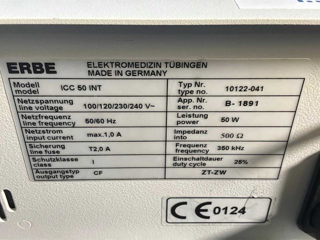 2000 erbe icc 50 int diathermie, snij en coagulatieapparatuur - afbeelding 5 van  5