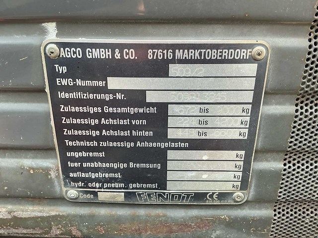 2000 fendt 509 vierwielaangedreven landbouwtractor - afbeelding 33 van  35
