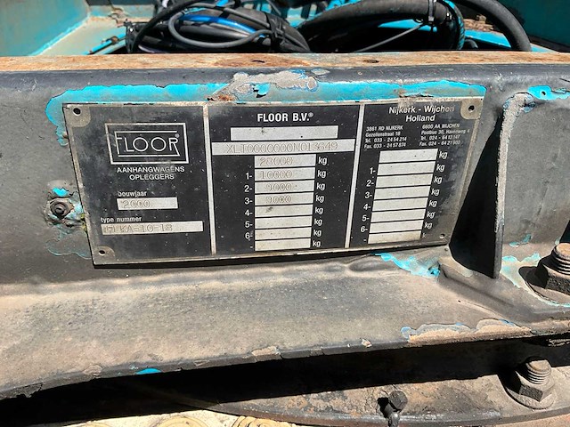 2000 floor flka-10-18 oplegger trailer / containerchassis - afbeelding 8 van  9
