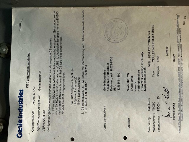 2000 genie tmz 50 hoogwerker/hijskraan - afbeelding 2 van  5