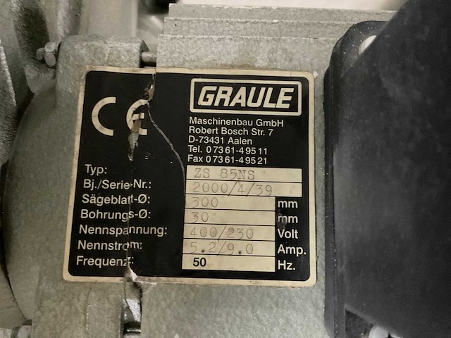 2000 graule zs 85ns radiaalafkortzaagmachine - afbeelding 2 van  2