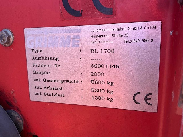 2000 grimme dl 1700 aardappelrooier - afbeelding 11 van  19