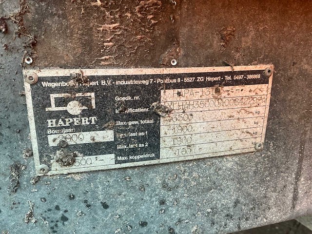 2000 hapert hapa 1310 oprij aanhangwagen wy-50-jh - afbeelding 9 van  17