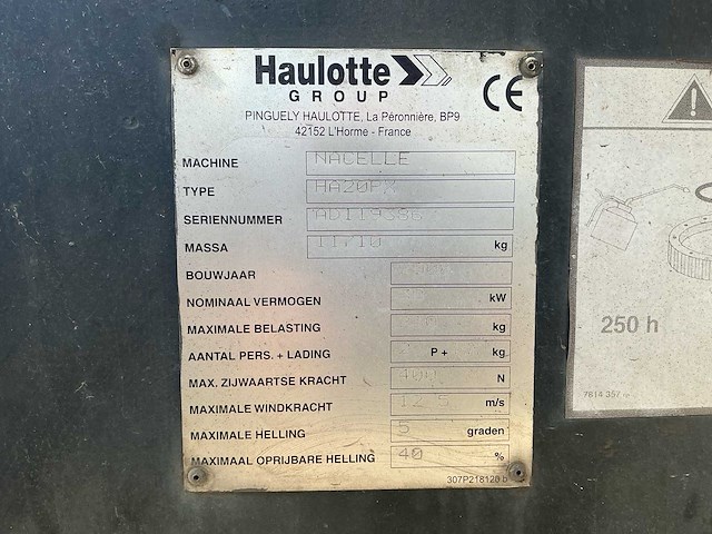 2000 haulotte ha20px hoogwerker - afbeelding 12 van  13