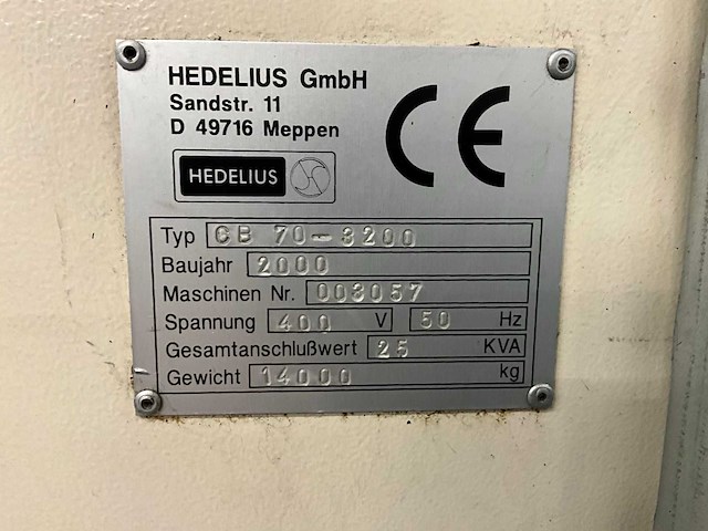 2000 hedelius cb 70 cnc-bewerkingscentrum - afbeelding 3 van  12