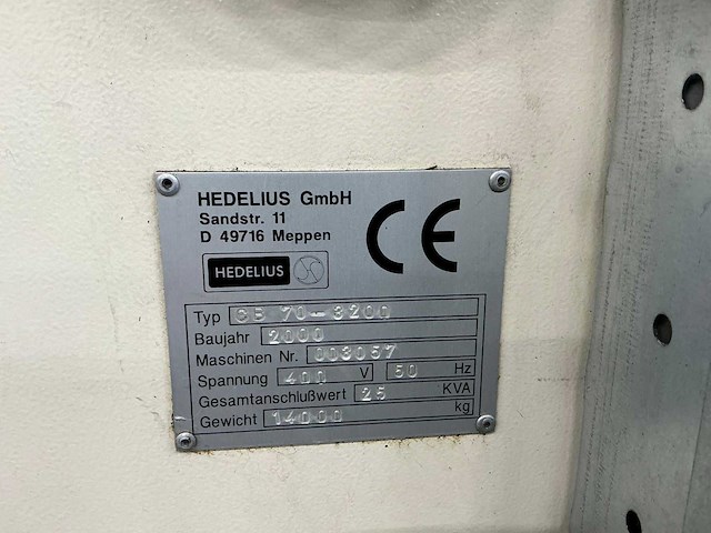 2000 hedelius cb70-3200 bedfreesmachine - afbeelding 9 van  22