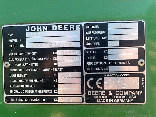 2000 john deere cts (cylinder tine separator) maaidorser - afbeelding 40 van  45
