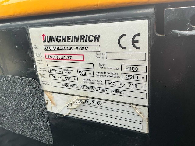 2000 jungheinrich vorkheftruck - afbeelding 25 van  31