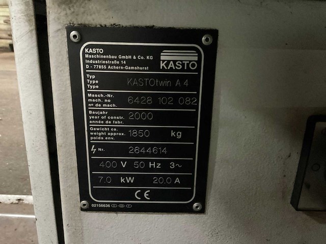 2000 kasto twin a4 horizontale metaalbandzaagmachine - afbeelding 2 van  13